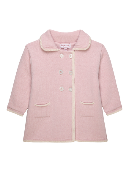 Trotters Baby Alexandra Wool Mix Knitted Coat, Pink, Pink