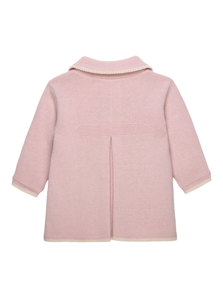 Trotters Baby Alexandra Wool Mix Knitted Coat, Pink - view 2, Pink