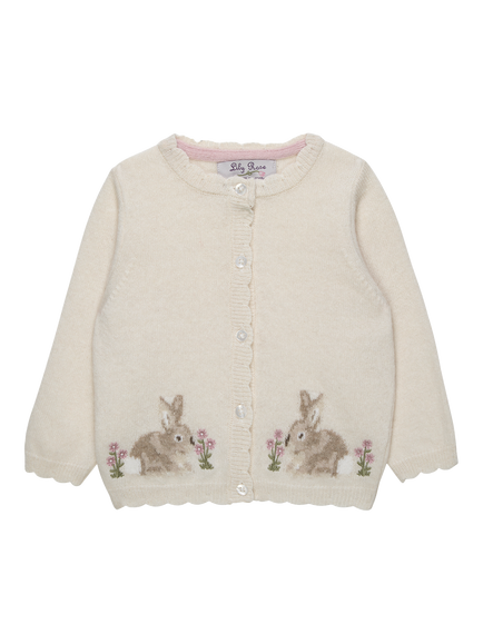 Trotters Baby Wool Blend Bunny Cardigan, White, White