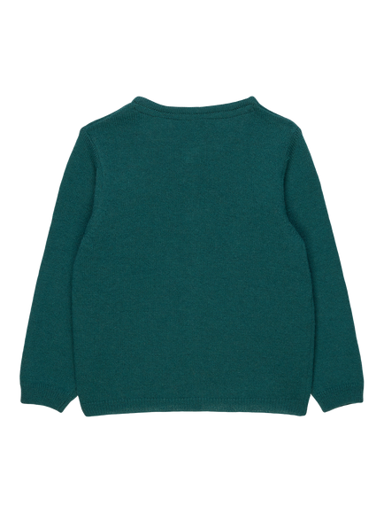 Trotters Baby Wool Blend Liberty Strawberry Thief Bow Cardigan, Green - view 2, Green