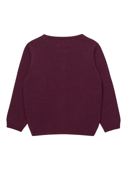 Trotters Baby Velvet Big Bow Wool Blend Cardigan, Claret - view 2, Claret