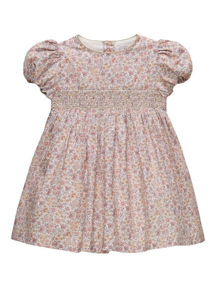Trotters Baby Carnation Cotton Floral Smocked Party Dress, Pale Pink, Pale Pink