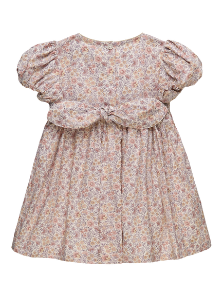 Trotters Baby Carnation Cotton Floral Smocked Party Dress, Pale Pink - view 2, Pale Pink