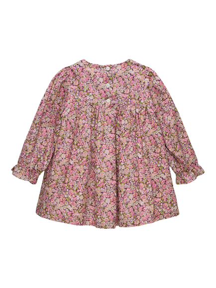Trotters Baby Liberty Chive Floral Ruffle Dress, Plum - view 2, Plum