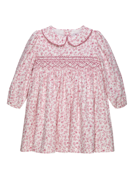 Trotters Baby Edie Collared Floral Dress, Pink/White, Pink/White