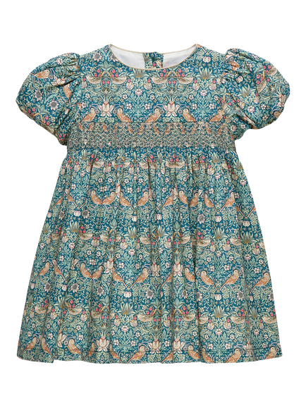 Trotters Baby Liberty Strawberry Thief Party Dress, Teal, Teal