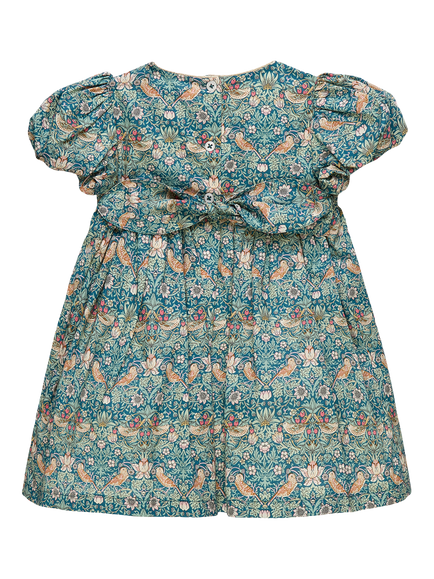 Trotters Baby Liberty Strawberry Thief Party Dress, Teal - view 2, Teal