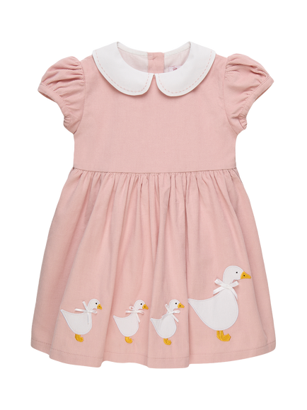 Trotters Baby Short Sleeve Duck Dress, Dusky Pink, Dusky Pink