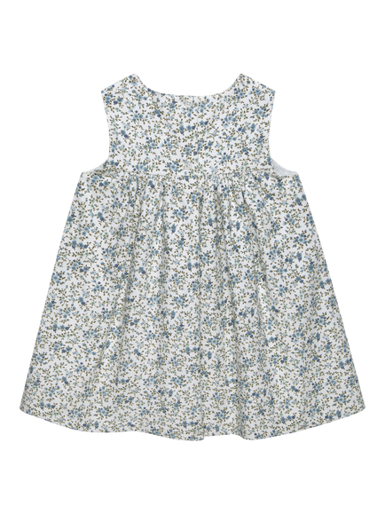 Trotters Baby Corduroy Ditsy Floral Duck Pinafore Dress, Blue - view 2, Blue