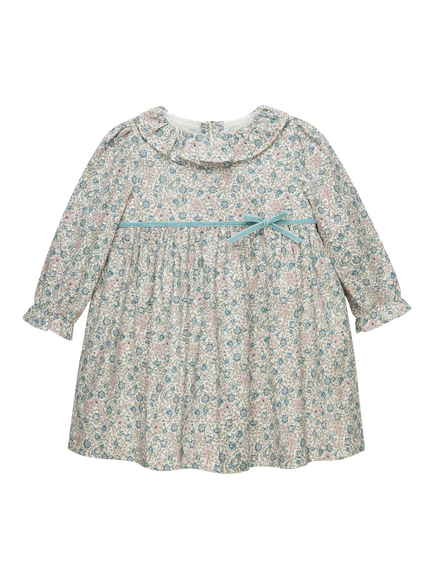 Trotters Baby Lina Willow Long Sleeve Dress, Blue, Blue