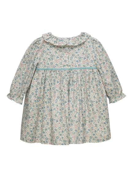 Trotters Baby Lina Willow Long Sleeve Dress, Blue - view 2, Blue