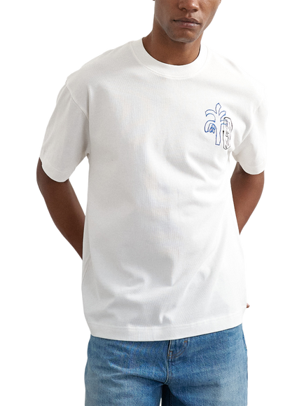 Topman Magique Cotton Embroidered Crew Neck T-Shirt, Ecru, Ecru