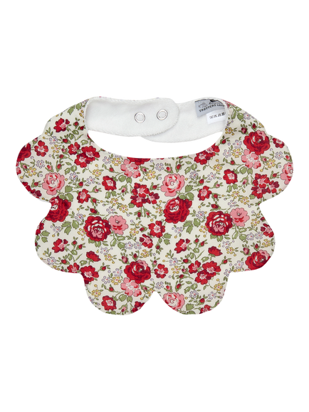 Trotters Kids' Liberty Felicite Print Scallop Bib, Red, Red