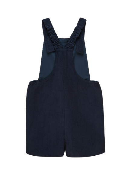 Trotters Baby Alfie Cotton Corduroy Puppy Short Dungarees, Navy - view 2, Navy