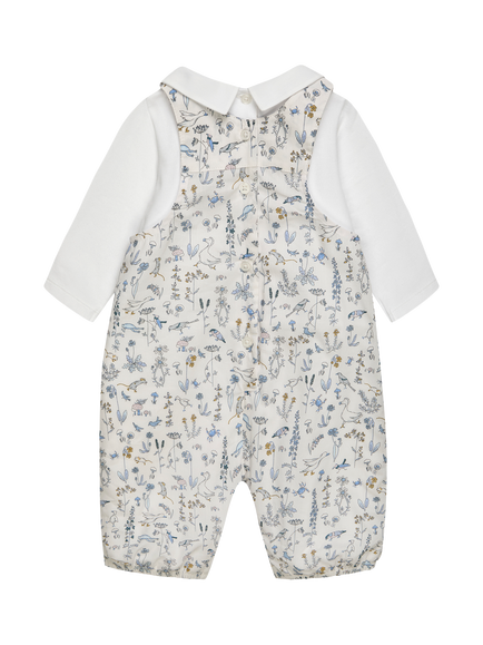 Trotters Baby Liberty Theo Dungaree Set, White/Multi - view 2, White/Multi