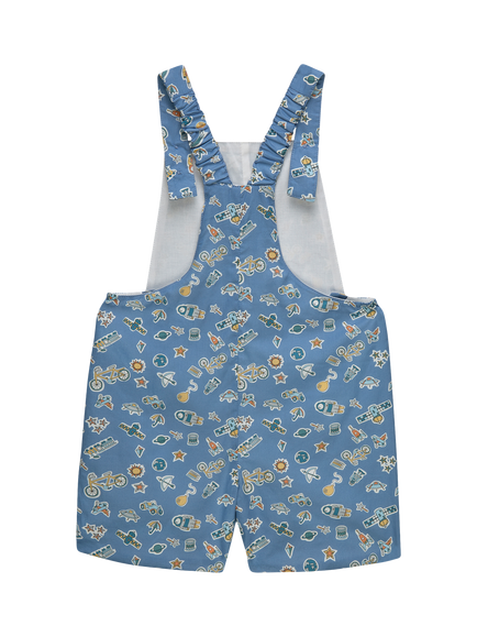 Trotters Baby Liberty Treasures In The Sky Short Dungarees, Blue - view 2, Blue