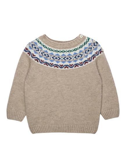 Trotters Baby Frankie Fair Isle Jumper, Oatmeal, Oatmeal