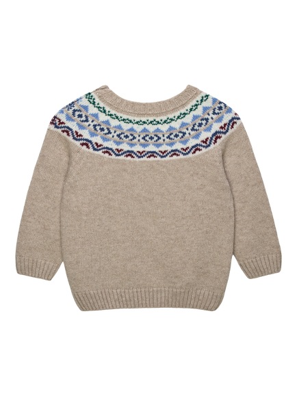 Trotters Baby Frankie Fair Isle Jumper, Oatmeal - view 2, Oatmeal
