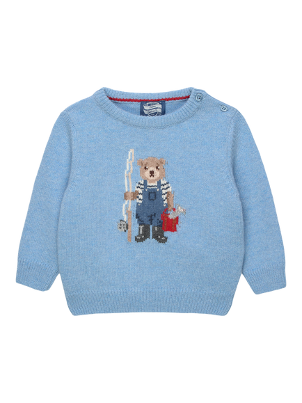 Trotters Baby Freddy Teddy Jumper, Pale Blue, Pale Blue