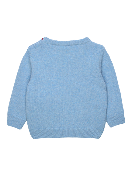 Trotters Baby Freddy Teddy Jumper, Pale Blue - view 2, Pale Blue