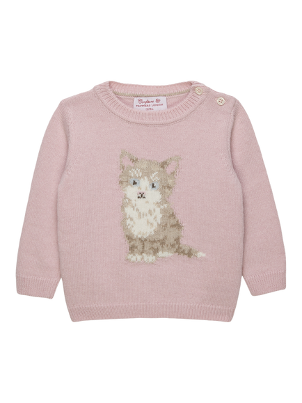 Trotters Baby Wool Blend Kitty Jumper, Pink, Pink