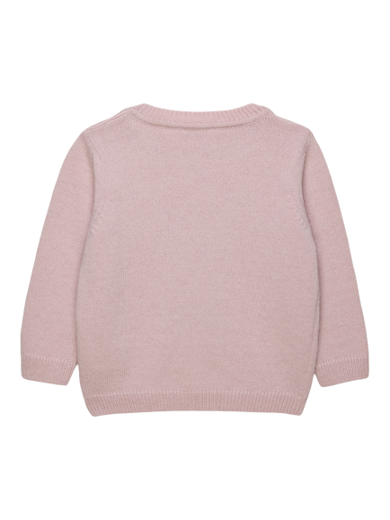 Trotters Baby Wool Blend Kitty Jumper, Pink - view 2, Pink