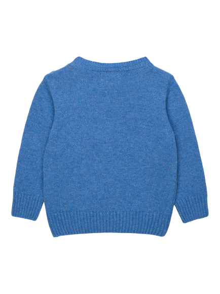 Trotters Baby Sebastian Wool Mix Car Jumper, Blue - view 2, Blue