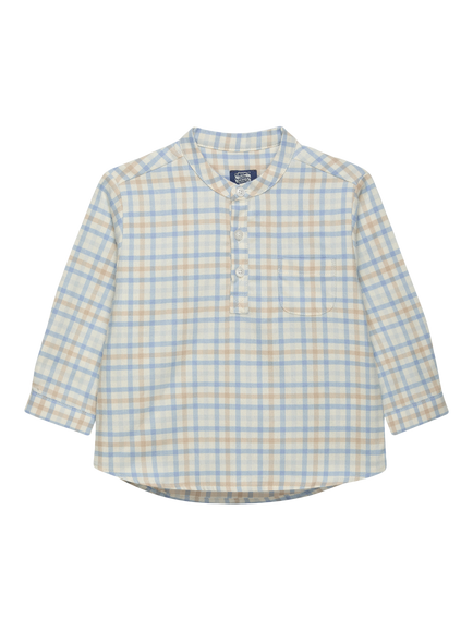 Trotters Baby Oscar Pure Cotton Check Shirt, Pale Blue, Pale Blue