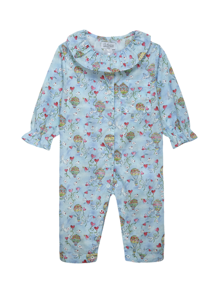 Trotters Baby Liberty Love In The Air Print Romper, Pale Blue, Pale Blue