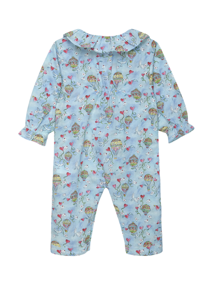 Trotters Baby Liberty Love In The Air Print Romper, Pale Blue - view 2, Pale Blue