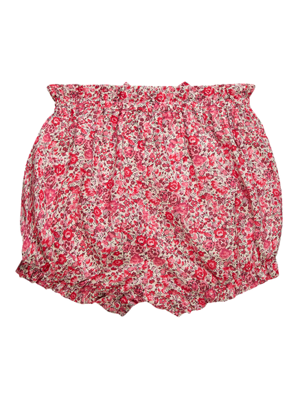 Trotters Baby Emma & Georgina Cotton Floral Print Bloomers, Raspberry - view 2, Raspberry