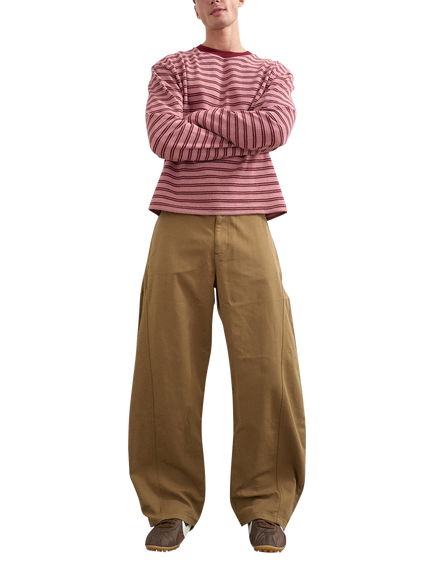 Topman Stretch Cotton Wide Leg Belted Chino Trousers, Tan, Tan