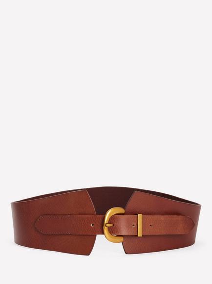 Boden Leather Wide Waist Belt, Dark Tan, Dark Tan