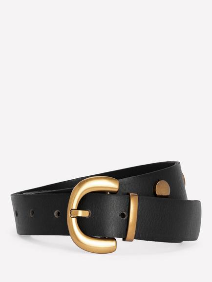 Boden Stud Buckle Leather Belt, Black, Black