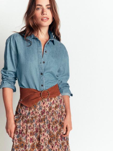 Boden Wide Ring Waist Leather Belt, Tan - view 2, Tan