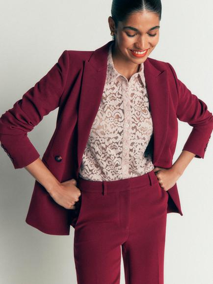 Boden Keswick Double Breasted Blazer, Deep Wisteria, Deep Wisteria