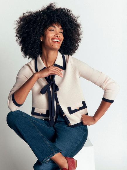 Boden Elizabeth Wool Collared Cardigan, Warm Ivory, Warm Ivory