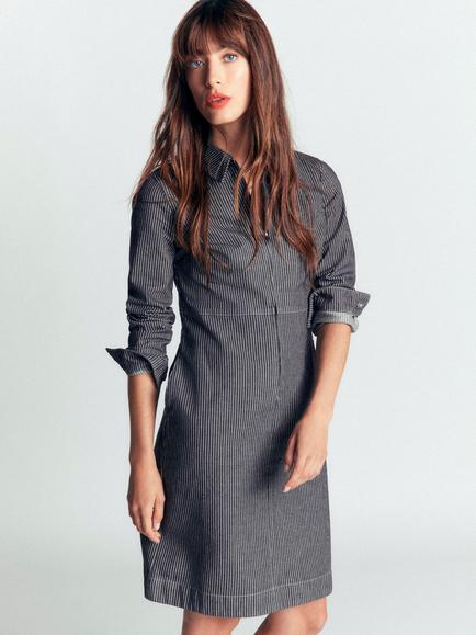 Boden Bronte Stripe Denim Shirt Dress, Denim Blue, Denim Blue