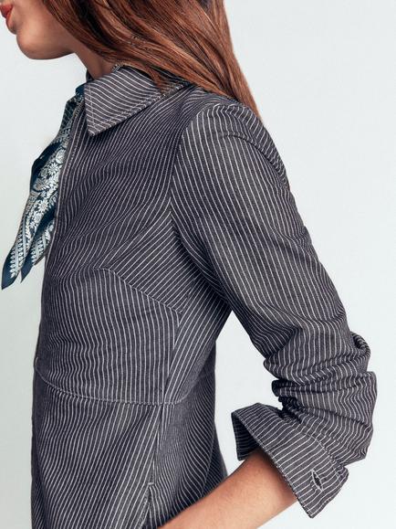 Boden Bronte Stripe Denim Shirt Dress, Denim Blue - view 2, Denim Blue