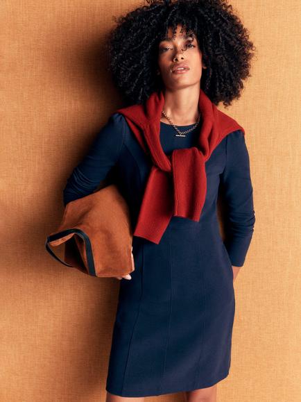 Boden Marla Cotton Rich Sheath Mini Dress, Black, Navy