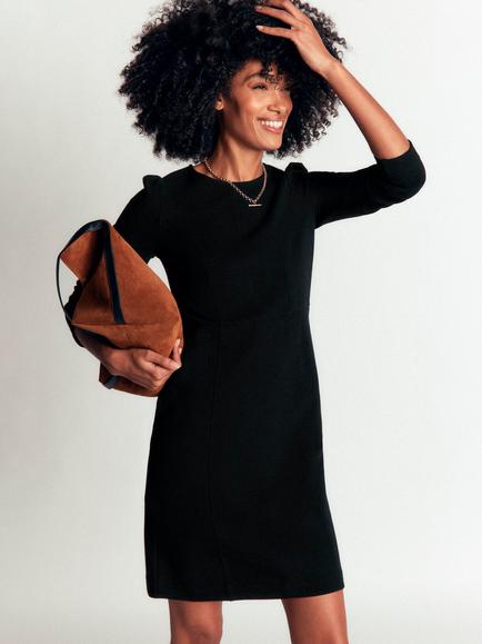 Boden Marla Cotton Rich Sheath Mini Dress, Black, Black