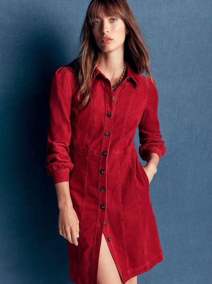 Boden Rhoda Cotton Rich Mini Shirt Dress, Red Earth, Red Earth