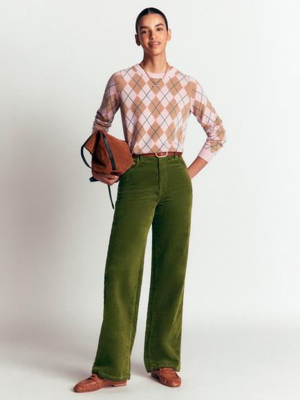 Boden High Rise Wide Leg Fit Cord Jeans, Chive, Chive