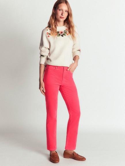 Boden High Rise Slim Fit Cord Jeans, Navy, Holly Berry