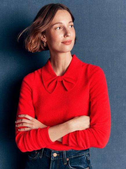 Boden Bow Neck Wool Rich Jumper, Poppy Red, Poppy Red