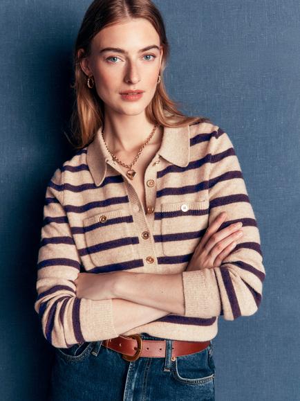Boden Marianne Merino Wool Jumper, Mink/Multi, Mink/Multi