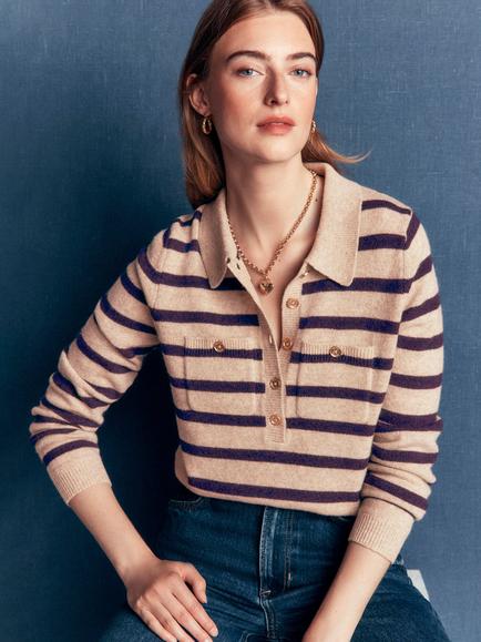 Boden Marianne Merino Wool Jumper, Mink/Multi - view 2, Mink/Multi