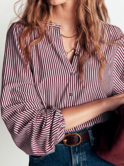 Boden Ara Striped Jersey Shirt containing TENCEL™ Modal, Wisteria - view 2, Wisteria