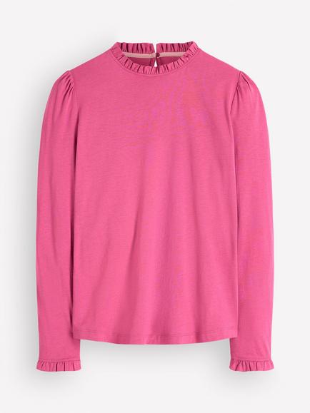 Boden Supersoft Frill Detail Top, Purple Damson, Purple Damson