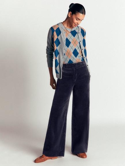 Boden Belgravia Wide Leg Corduroy Trousers, Navy, Navy